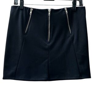 Hot Topic Black Mini Skirt Triple Zippers Stretch Goth Grunge Size M